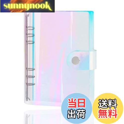 【送料無料】6穴 虹色PVCなシステム手帳 バインダー バインダー 6穴 プランナー ルーズリーフ バインダーノートブック オフィス学用品手帳 ボダン付き A6