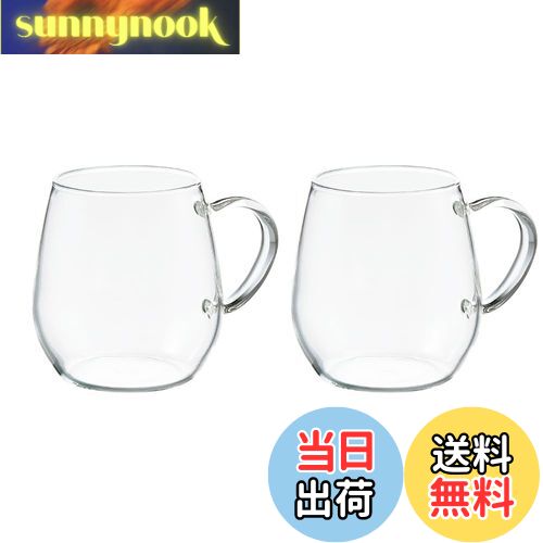 【送料無料】HARIO(ハリオ) ラウンドマグ 2個セット 360ml コーヒー ティー グラス 電子レンジ・食洗器OK 耐熱ガラス 日本製 RDM-1824