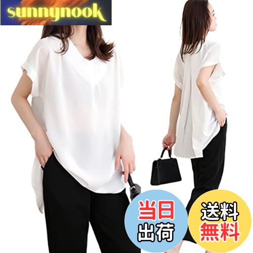 【送料無料】[7-livehouse] ブラウス レディース シャツ 半袖 シフォン 無地 トップス ゆったり Vネッ..