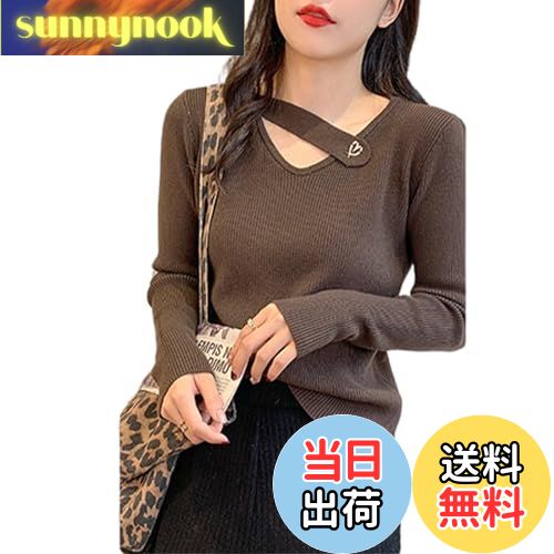 【送料無料】[7-livehouse] リブニット レディース セーター vネック リブカットソー インナーニット プルオーバー トップス 長袖 薄手 ニット リブ 秋 冬 ストレッチ 無地 高伸縮 大人 重ね着 鎖骨美人 着回し力