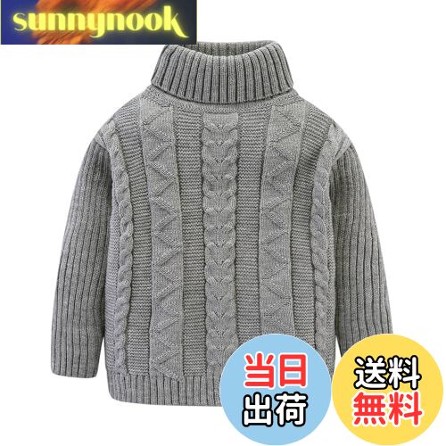 【送料無料】[LittleSpring] セーター キッズ ケーブル ニット タートルネック 無地 秋冬 子供服 男の..