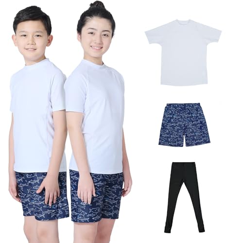 【送料無料】[ARMOTO]ラッシュガードキッズ 水着 半袖 Tシャツ トレンカ サーフパンツ 3点セット 子供 ..