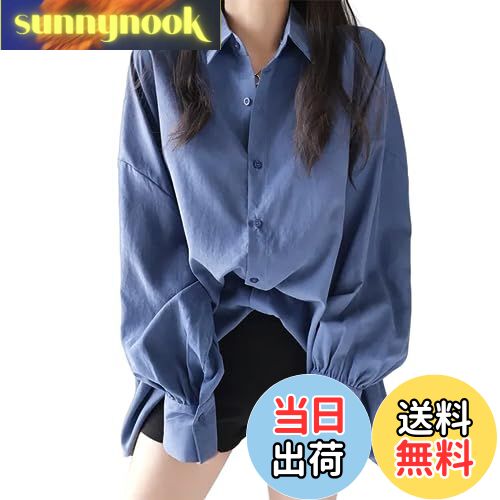 【送料無料】[xppe] ブラウス シャツ レディース 長袖 バルーン袖 大きいサイズ シャツワンピース ロング丈 前開き 襟付け ゆったり 春 夏