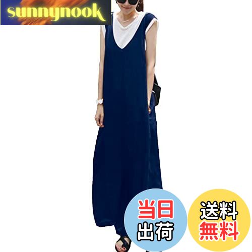 【送料無料】[7-livehouse] サロペット レディース オールインワン オーバーオール ワイドパンツ Vネッ..