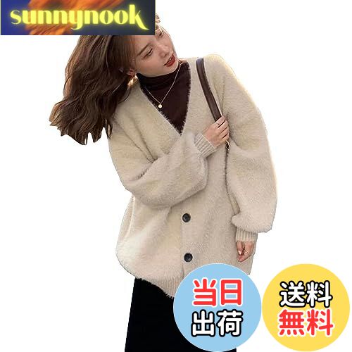 【送料無料】[OGCPWYQZ] 着るだけ垢抜けスタイル ふんわり カーディガン ニット トップス レディース セーター Vネック 羽織 モテ質感 モヘアタッチ ゆったり 体型カバー 長袖 厚手 しっとりなめらか 秋 冬