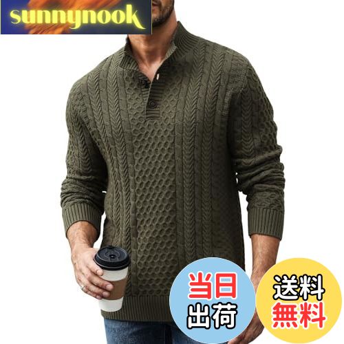 【送料無料】[Adigaber] セーター メンズ ハイネック ケーブルニット 冬服 コットンニット ビジネス カ..