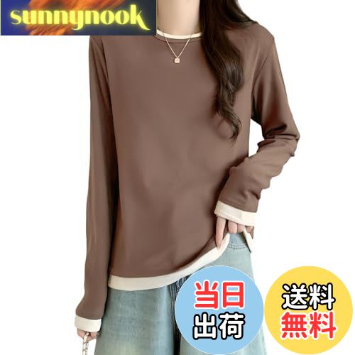 【送料無料】[MEME XTRA] レディース トップス 長袖 Tシャツ プルオーバー トレーナー フェイクレイヤ..