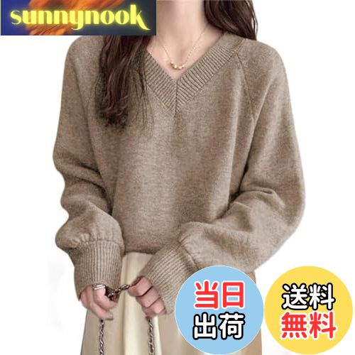 【送料無料】LIYURLTA ニット レディース セーター リブ パフスリーブ 長袖 Vネック 柔らか 体型カバー おしゃれ シンプル カジュアル 通勤 トップス 秋 冬 LIY64