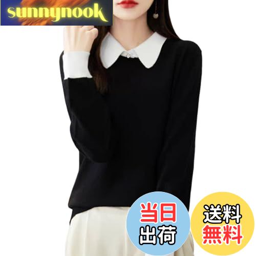 【送料無料】[7-livehouse] セーター レディース ポロネック ニット カットソー バイカラー 襟付きニット プルオーバー 配色 切り替え ポロニット おしゃれ 伸縮性 柔らかい ゆったり お出かけ オフィス 春 秋 冬