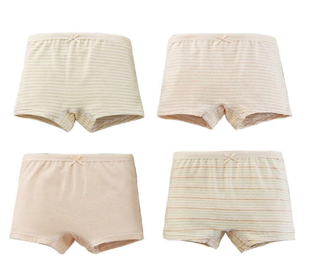 【送料無料】[Youngfull] 女の子 インナー パンツ ボクサーパンツ オーガニックコットン 敏感肌優しく 抗菌 防臭 通気 柔らかい 女児 下着 キッズ 下着 ガールズ ショーツ 幼児 小学生 ジュニア 子供服 短パン 色：ベージュ、サイズ：120