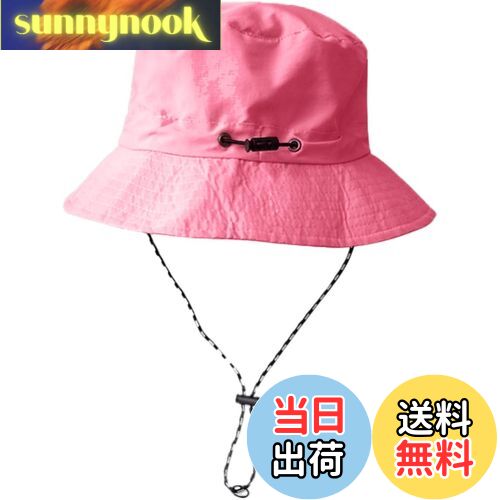【送料無料】[Laquest] バケットハット 折りたたみ 収納 サファリハット あご紐付き ポケッタブル はっ水 メンズ／レディース 色：ライトピンク、サイズ：59.0 cm