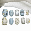 【送料無料】Sun&Beam Nails 手作り ネイルチップ ショート スクエアラウンド カラフル 黒 白 ピンク 銀 ヒトデ 星 つけ爪 おしゃれ デザイン...