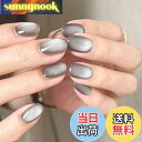 【送料無料】FINGOOO ネイルチップ マグネットタイプ 24枚入り 両面テープ付き 付け爪 つけ爪 ラウンドチップ ジェルネイル キラキラ シンプル 可愛い...