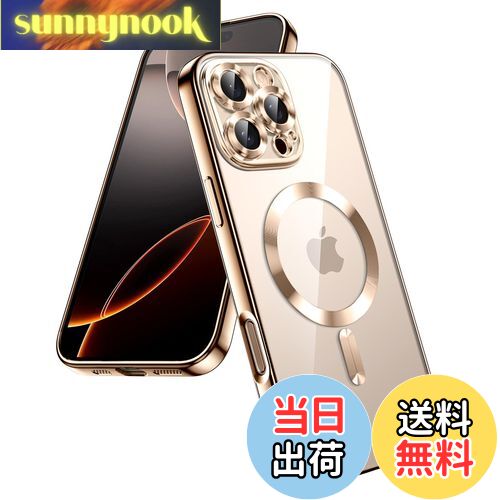 【送料無料】JETech iPhone 16 Pro 6.3インチ用 ソフトクリアケース カメラレンズ全面保護 MagSafeワイヤレス充電対応 耐衝撃 電気メッキTPUカバー (デザートチタニウム)