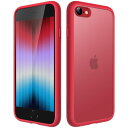 JETech マットケース iPhone SE 3/2 (2022/2020), iPhone 8/7, 4.7インチ 耐衝撃性ミリタリーグレードの落下防止 つや消しの半透明の背面電話カバー 指紋防止 (レッド)