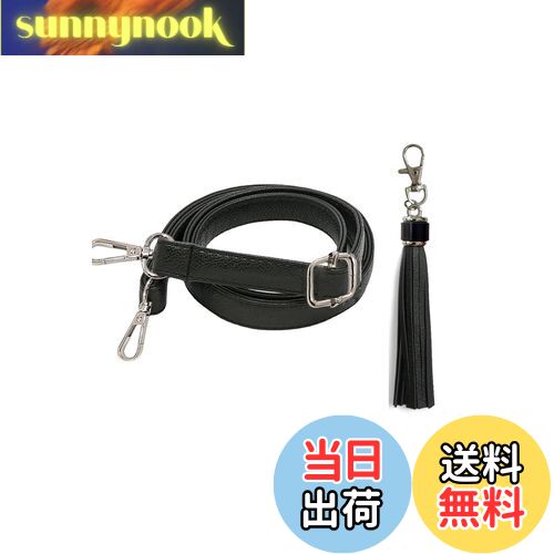 【送料無料】[YINKE] ショルダー ストラップ 70-130cm 調節可能 PU レザー ショルダー紐 持ち手 バッグ用 付け替え ライチ粒 修理 交換用 持ち手ストラップ ショルダースト 黒 (広い2cm, 銀バックル)