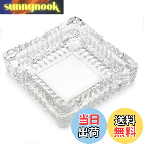 【送料無料】TOSSOW ガラス製卓上灰皿 重厚感 簡潔 洗いやすい タバコ固定 室内屋外兼用 自宅 お店 オフェス 業務用 ガラス灰皿普通のサイズ (12*12*3.5)