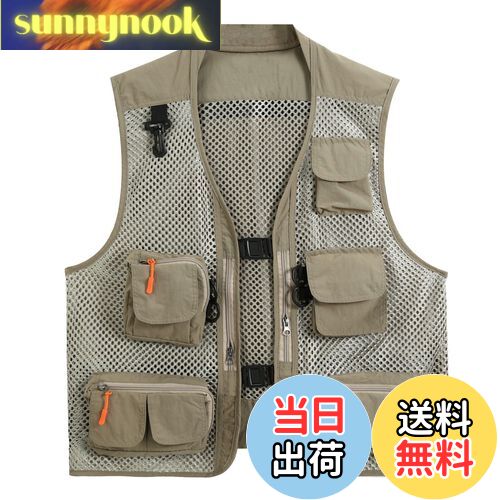 【送料無料】[AOWOFS] メンズ メッシュベスト バックルタイプ 便利 アウトドアベスト 夏 軽量 通気 多機能 カメラマンベスト お釣り 撮影 作業用 薄手 射撃 登山 多ポケット 大きいサイズ