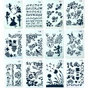 【送料無料】Copeflap ステンシルシート 12枚組 ステンシル 手帳 描画 テンプレート アルファベット 数字 花柄