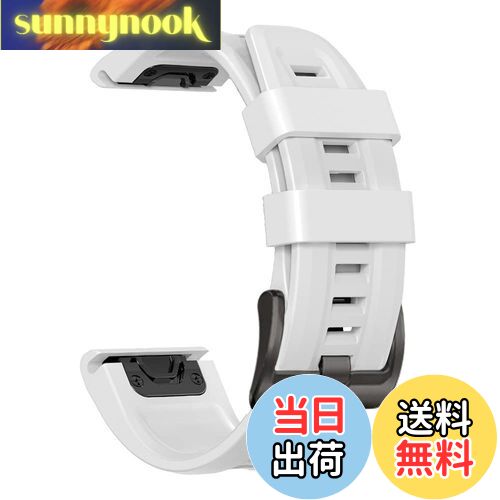 【送料無料】[YOCAHU] QuickFit 22 mm バンド 交換用 for GARMIN(ガーミン) Fenix 7 Pro Solar/Approach S70 47 mm/Forerunner 965 対応 ストラップ シリコン ベルト 柔らかい 防水性 ガーミン 用 交換バンド (white), ホワイト