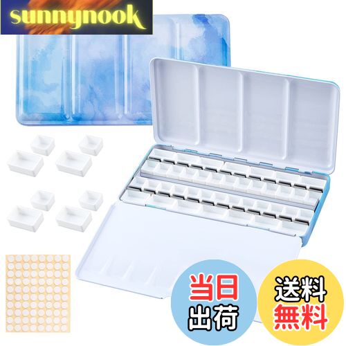 【送料無料】PH PandaHall パレット 水彩画用 両面 水彩ケース 絵具ケース 顔料パレット 絵画画材 絵皿 蓋付き 両面テープ100枚 絵具 油絵 漫...