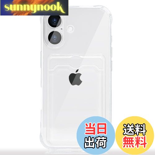 【送料無料】JOOBOY スマホケース 対応 iPhone 16 クリアケース 透明 カード収納 TPU ソフト ストラップホール付き 薄型 軽量 黄変防止 耐久 すり傷防止 ワイヤレス充電対応 対応 アイフォン16 携帯電話 カバー (クリア, 対応 iPhone16)
