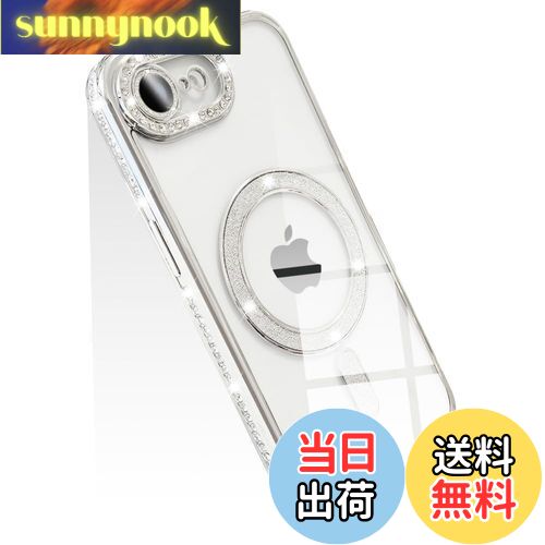 【送料無料】JOOBOY スマホケース 対応 iPhone 16e クリア ケース 透明 メッキ加工 Magsafe対応 きらきら ブリンブリン 衝撃吸収 かわいい キラキラ 女性 人気 キャラクター ワイヤレス充電対応 おしゃれ ストラップホール付き アイフォン16e 携帯カバー (シルバー, iPh
