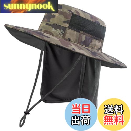 【送料無料】[Bassdash] バスダッシュ 釣り 帽子 つば広 【撥水加工 UPF50+ UVカット 速乾 軽薄】 キャップ メンズ フィッシングハット 日除け帽子 農作業 登山 (#21 アース迷彩)