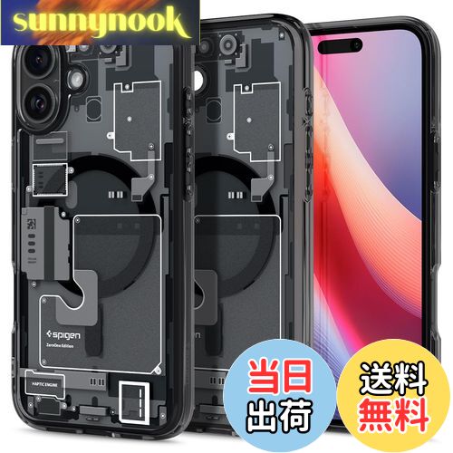 【送料無料】Spigen iPhone 16 ケース クリア MagSafe対応 耐衝撃 ストラップホール 黄変防止 バンパー 米軍MIL規格 ウルトラ・ハイブリッド・マグフィット ACS08208 (ゼロ・ワン)