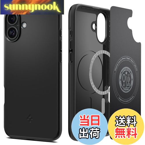 【送料無料】Spigen 【創業18年の技術力】iPhone 16 ケース MagSafe対応 耐衝撃 薄型 軽量 マット 米軍MIL規格 シン・フィット・マグフィット ACS08186 (ブラック)