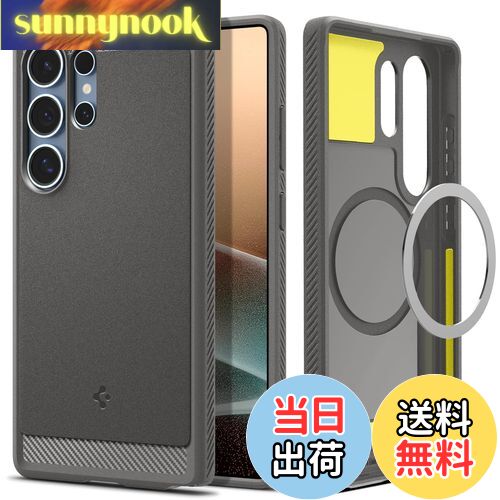 【送料無料】Spigen Galaxy S25 Ultra ケース Magfit対応 耐衝撃 TPU ソフト マット 米軍MIL規格 ラギッド・アーマー・マグフィット ACS08952 (マーブル・グレー)