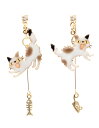【送料無料】miwaki イヤリング ノンホールピアス 猫 アクセサリー シンプル レディース キャット モチーフ 金属アレルギー対応 エポキシ樹脂 レジン 手描き 日本製 ゴールド sya-e01 三毛猫