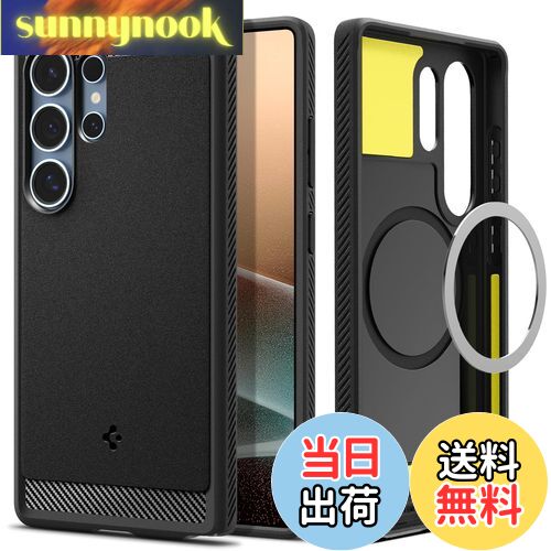 【送料無料】Spigen Galaxy S25 Ultra ケース Magfit対応 耐衝撃 TPU ソフト マット 米軍MIL規格 ラギッド・アーマー・マグフィット ACS08951 (マット・ブラック)