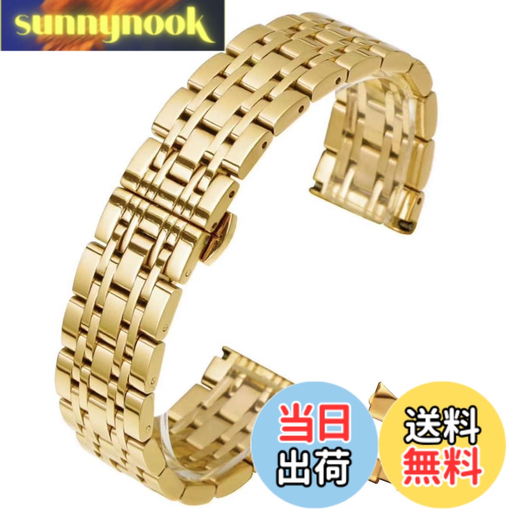 Rakuten - 【送料無料】[HEYOZURY] 時計バンド ステンレス鋼 メタルベルト 12mm 14mm 16mm 18mm 19mm 20mm 21mm 22mm ベンドと垂直の2つのインタフェース ソリッドスチール 腕時計ベルト メンズ女性用腕時計ストラップ ゴールド ブラック シルバー