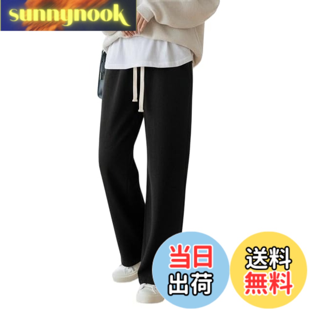 Rakuten - 【送料無料】[Bobo & Hanhan] 裏ボア ワイドパンツ あったか ウエストゴム ゆったり 着やせ 寒さ対策 レディース ロング コ−デュロイパンツ 裏起毛パンツ ワイドパンツ 冬 ボトムス ストレート 防寒着 防寒着 (2L, 黒)