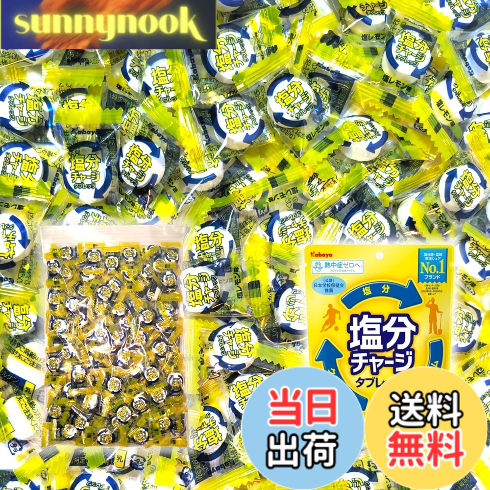 【送料無料】【1000gセット品】カバヤ 塩分チャージタブレッツ 塩レモン味 1kg以上（標準334粒）ビッグシェアパック 個包装 大容量 業務用 大袋 塩分補給 タブレット 塩飴 クエン酸 ブドウ糖