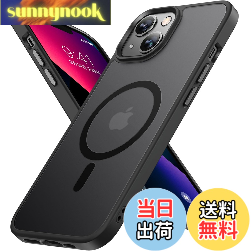 商品情報商品の説明主な仕様 【対応機種】iPhone13用（6.1インチ・二眼レフ）ご確認お願い致します。本製品はiPhone 13に完璧にフィット。精密なカットアウトで充電ポートやスピーカーをしっかり守り、使用の邪魔をしません。さらに、アルミ合金の独立キーは、プラスチック製よりも高級感があり、押し心地も快適で反応も抜群です。 ご注意：本製品は半透明のため、端末の角度や色によってロゴの見え方が異なります、予めご了承ください【磁力が抜群&MagSafe 互換】スマホケース iphone 13にはN52磁石38個を内蔵し、磁力を60%強化。MagSafeスタンド/MagSafeカードホルダー/MagSafeワイヤレス充電器など、全てのMagSafeアクセサリーに強力吸着。外出先でも日常使いでも便利で安心な使い勝手を実現【米軍規格レベルの保護】iPhone 13 ケース，360°エアバッグ構造+3層TPUクッションを採用，3メートル高さからの3,000回落下試験をクリア，試験端末破損ゼロ，日常の落下衝撃からスマートフォンを確実にガード。1.5 mmの高リムがレンズを守る，0.5 mmの高さ設計で、画面を守りながら、強化ガラスフィルムの浮き上がりも安心。放熱設計を採用したアイフォン13 ケース，熱がこもりにくく、スマートフォンのパフォーマンスを維持します【軽くて肌に優しいデザイン】あいふぉん13ケースの重さはわずか38gで、厚さ2mm、負担がかからず、さらさらとした手触りは素の携帯よりも快適です。また、ナノ疎油コーティングを施しているため、指紋が付いても簡単に拭き取ることができます，夏の手汗も、冬のハンドクリームも安心です【1年品質 & 長期サポート】ご安心ください，弊社製品は1年間の品質が付いております。サイズの不正確、製品の破損、その他の問題がある場合はいつでも「出品者に連絡」を通じて我々にご連絡ください，お問い合わせには、メッセージを通じて24時間以内に誠心誠意ご対応いたします