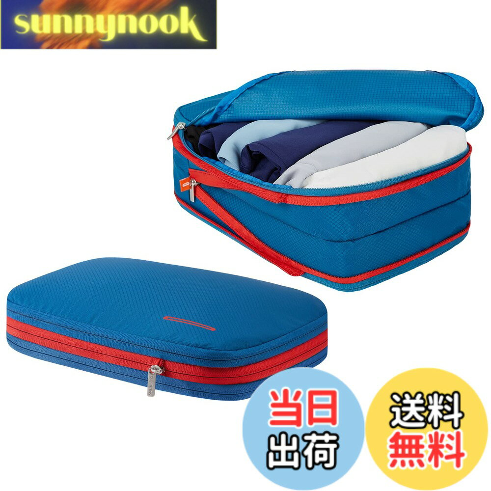 【送料無料】Bee Nesting トラベルポーチ 旅行用圧縮袋 圧縮バッグ 9L 衣類収納 ファスナー 拡張可能 ペース節約 2 つの収納コンパートメント 軽量 出張 旅行 便利グッズ (ブルーレッド,2点セット)