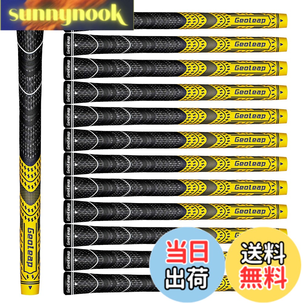 乐天商城 - 【送料無料】Geoleap 13本 コードゴムゴルフグリップセット、ハイブリッドゴルフクラブグリップ、スタンダード/ミディアム、10色オプション (黄色, ミッドサイズ)