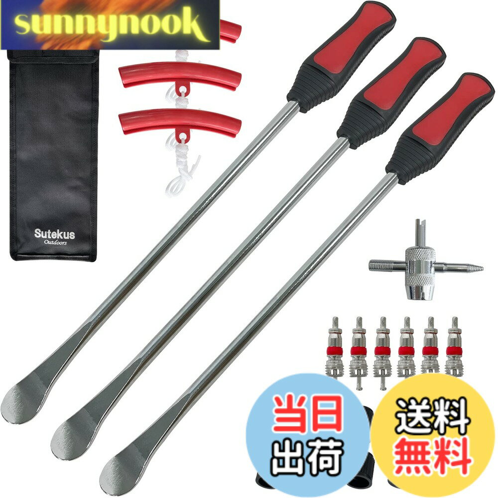 乐天商城 - 【送料無料】Sutekus タイヤ交換用ツール レバー3本 長さ38センチ リムプロテクター タイヤバルブコア＆バルブコアレンチ 収納袋付き