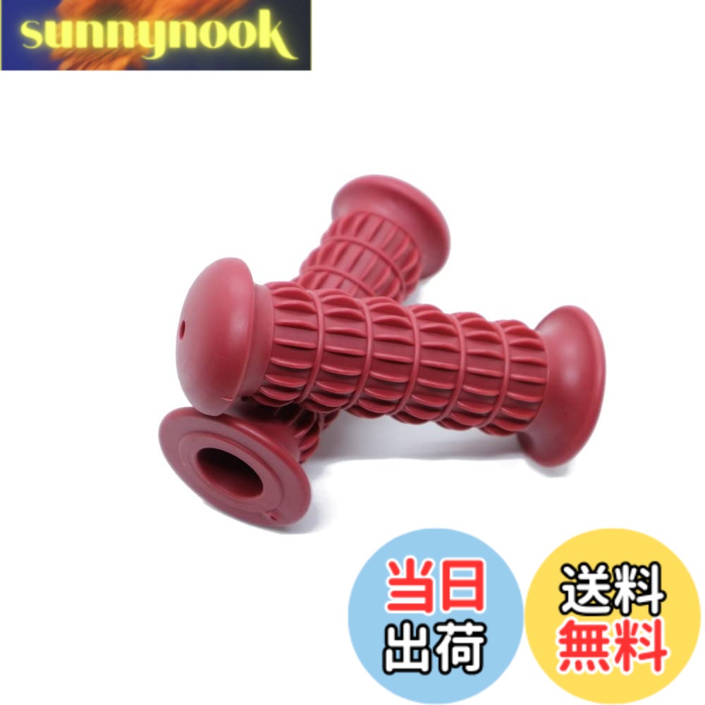 乐天商城 - 【送料無料】Beatus バイク ハンドル グリップ 22.2mm 1インチ 非貫通タイプ クラシック (レッド, Φ1インチ