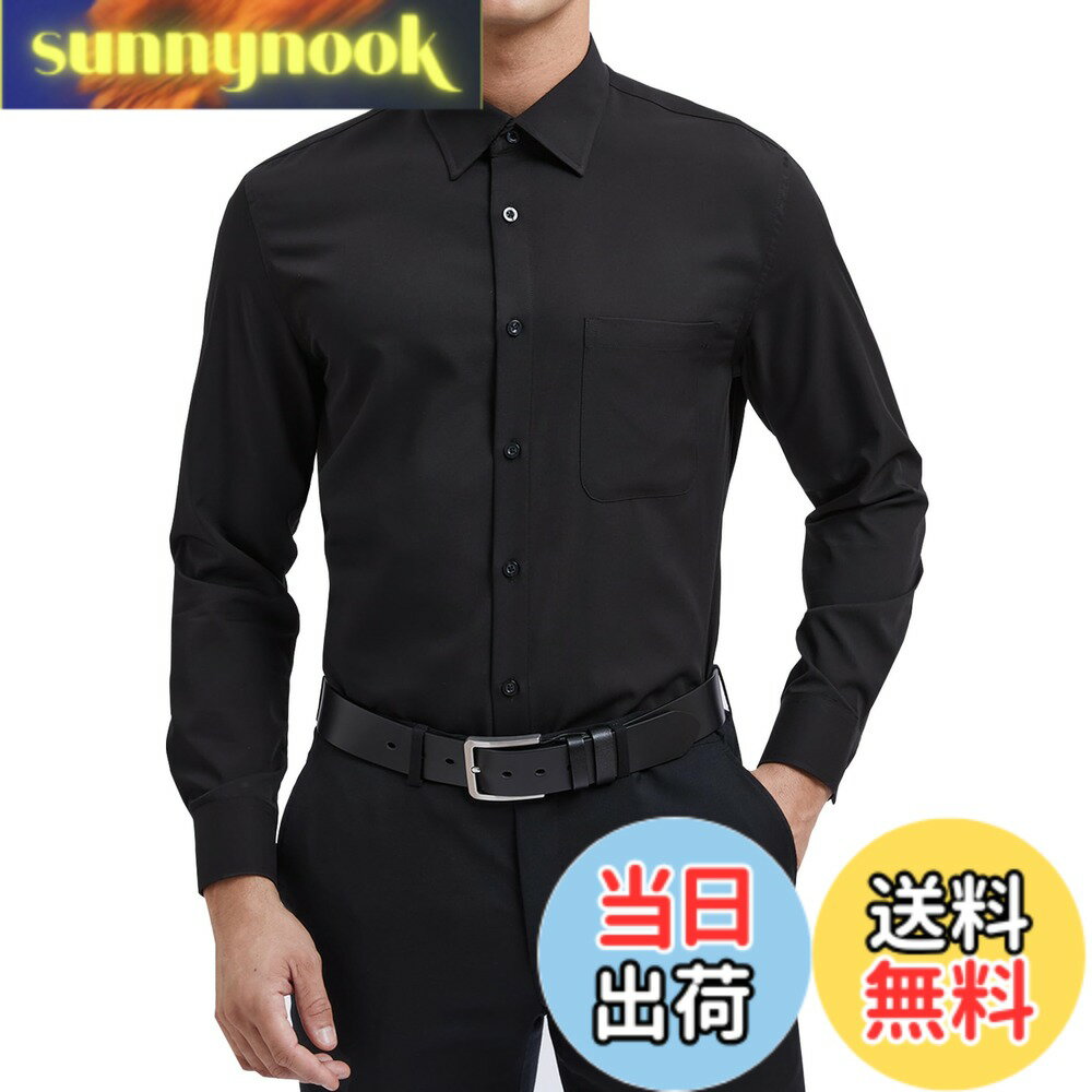 Rakuten - 【送料無料】[Enlision] 黒 ワイシャツ 長袖 メンズ yシャツ ビジネス ノーアイロン 形態安定 フォマール 冠婚葬祭 礼服 学生 就活 無地 ドレス ワイシャツ 首回り45cm