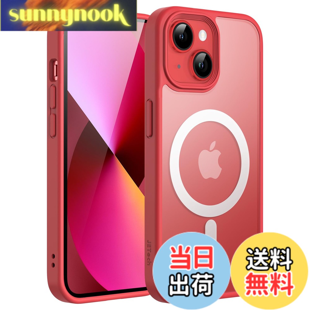 乐天商城 - 【送料無料】JETech iPhone 13 6.1インチ用 マグネット ケース MagSafeに対応 半透明のマット背面 薄型 耐衝撃 カバー (レッド)