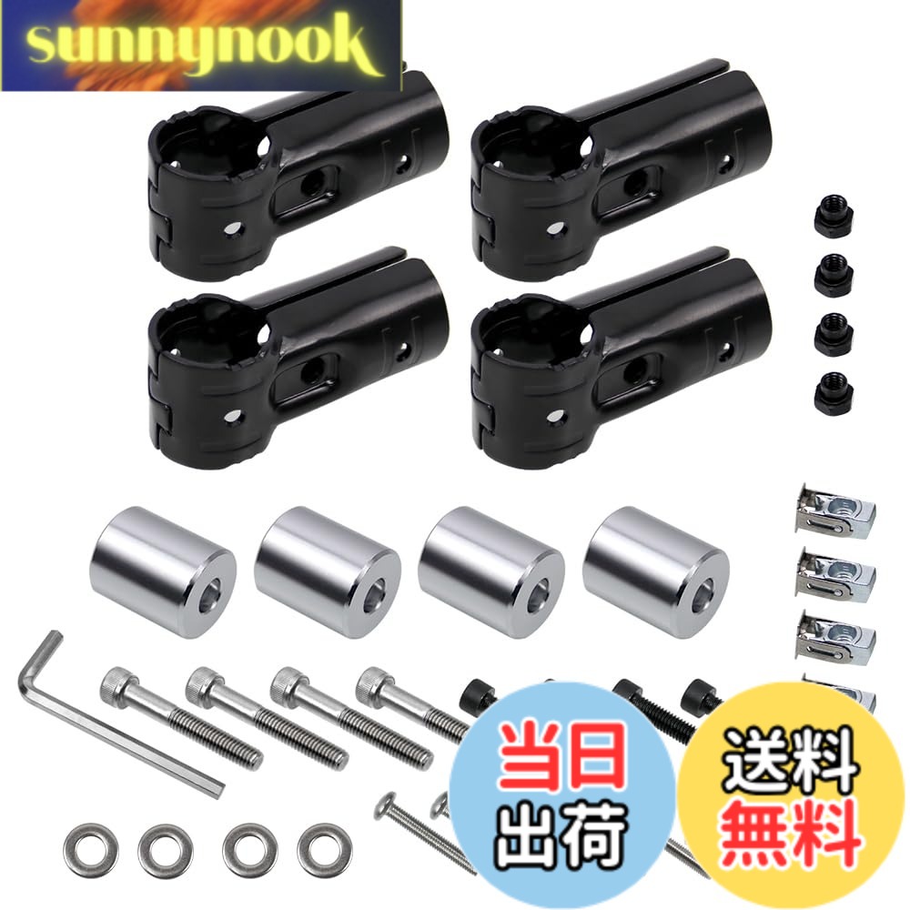 【送料無料】Jeyaic φ28イレクターパイプ用 車用ルーフキャリアバー スペーシアパイプアタッチメント+角穴アダプター4個セット | アルミ製 DIY取り付け可能 | 車中泊、キャンプ、釣りに最適 | NVAN、ハイゼットカーゴ対応