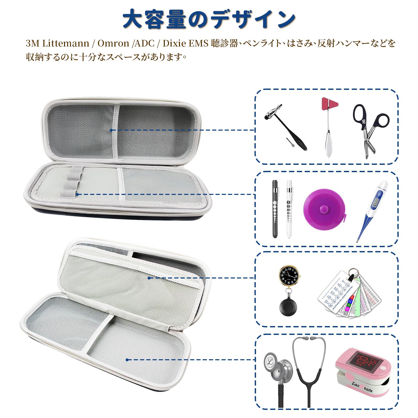 【送料無料】Mocamoro 聴診器ケース 聴診器収納ポーチ 耐衝撃EVAカバー キャリングケース 適用機種：リットマン/ADC/Dixie EMS 2