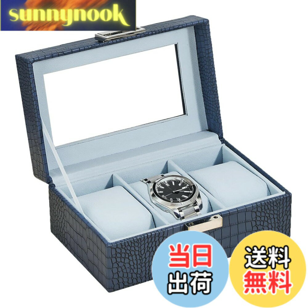 樂天商城 - 【送料無料】Mocamoro 腕時計ケース 3本用 ウオッチボックス 男性 高級 時計コレクション 透明ガラス天板 ディスプレイ プレゼント
