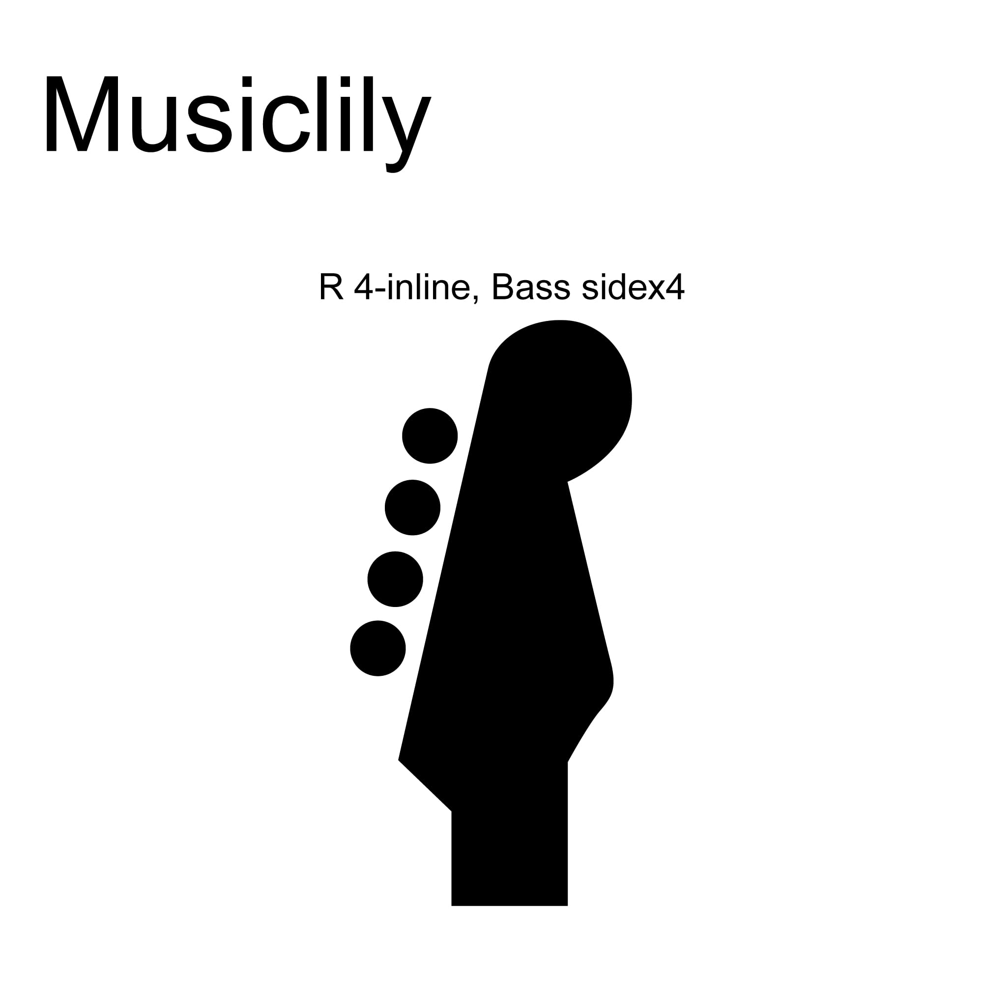 【送料無料】Musiclily 4連 オープンギアスタイルの ベース用ペグ、ブラック