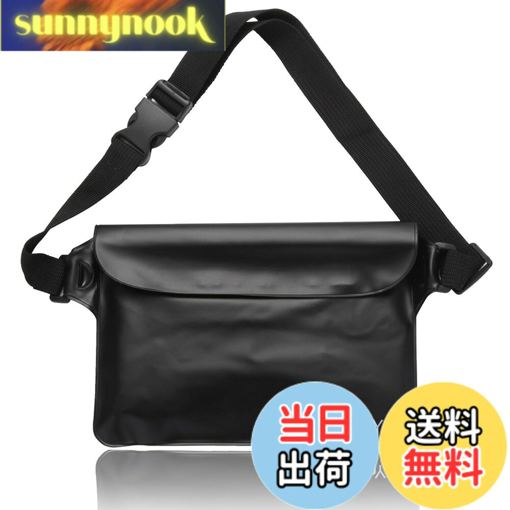 【送料無料】DanYee 防水ポーチ 完全防水ケース IPX8取得済み 3重チャック PVC素材 ウエストバッグ 携帯 海水浴 プール 釣り バイク ブラック