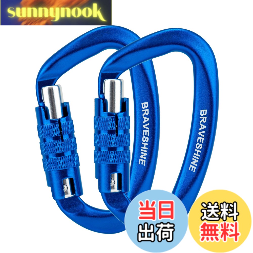 【送料無料】BRAVESHINE カラビナ 12KN オートロック式 耐荷重1200kg 2個セット (ダークブルー)