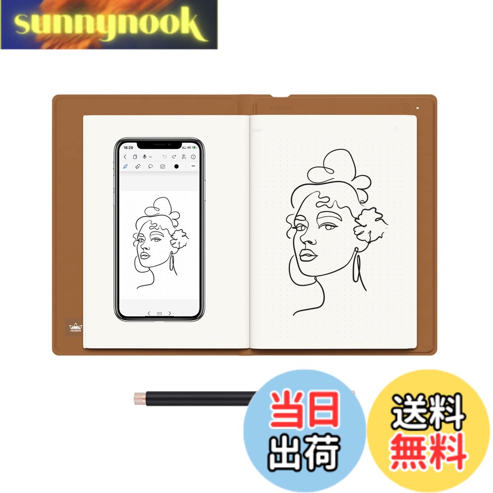 【送料無料】HUION NOTE アナログデジタルノート スマート手書きノート 紙に手書きしたメモを即デジタル化 ワイヤレスでスマホに連動 A5サイズ